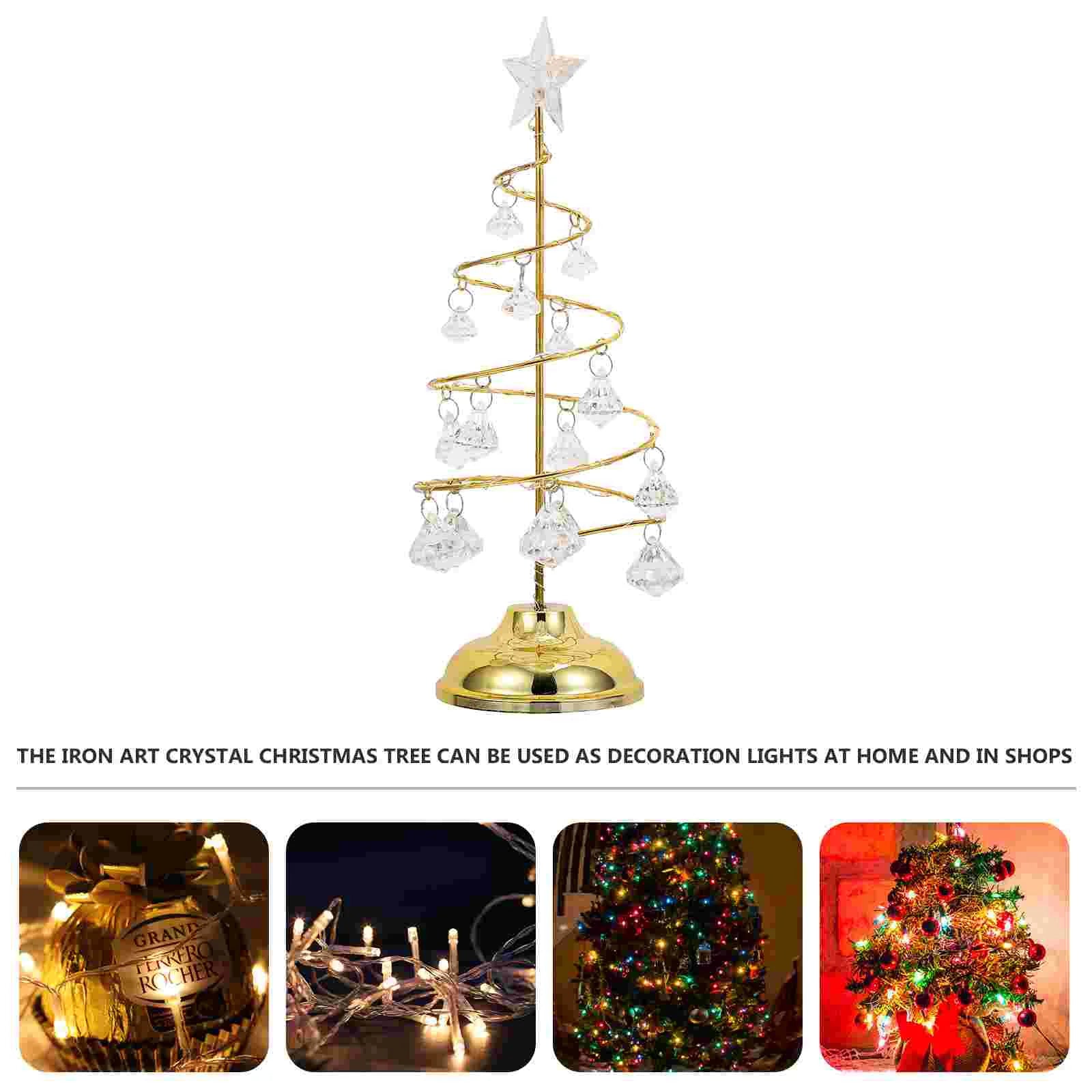 LED Crystal Star Wrought Iron Christmas Tree Night Light Atmosphere Ornament Wedding Xmas Decoration