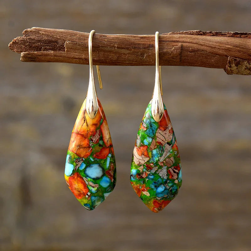 Bohemian Emperor Stone Geometric Pendant Earring Popular Nat ...