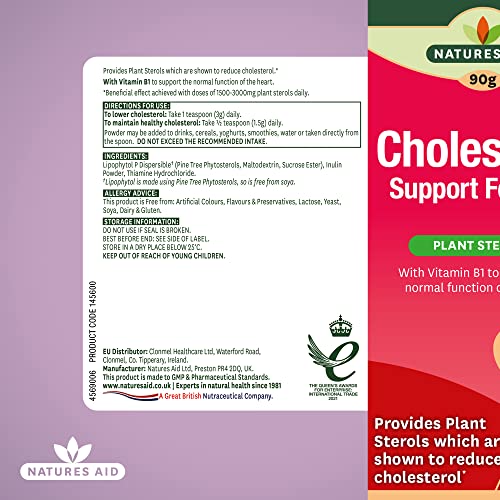 Aid Cholesterol Support Formula, with Plant Sterols & Vitamin B1, 90 g Powder