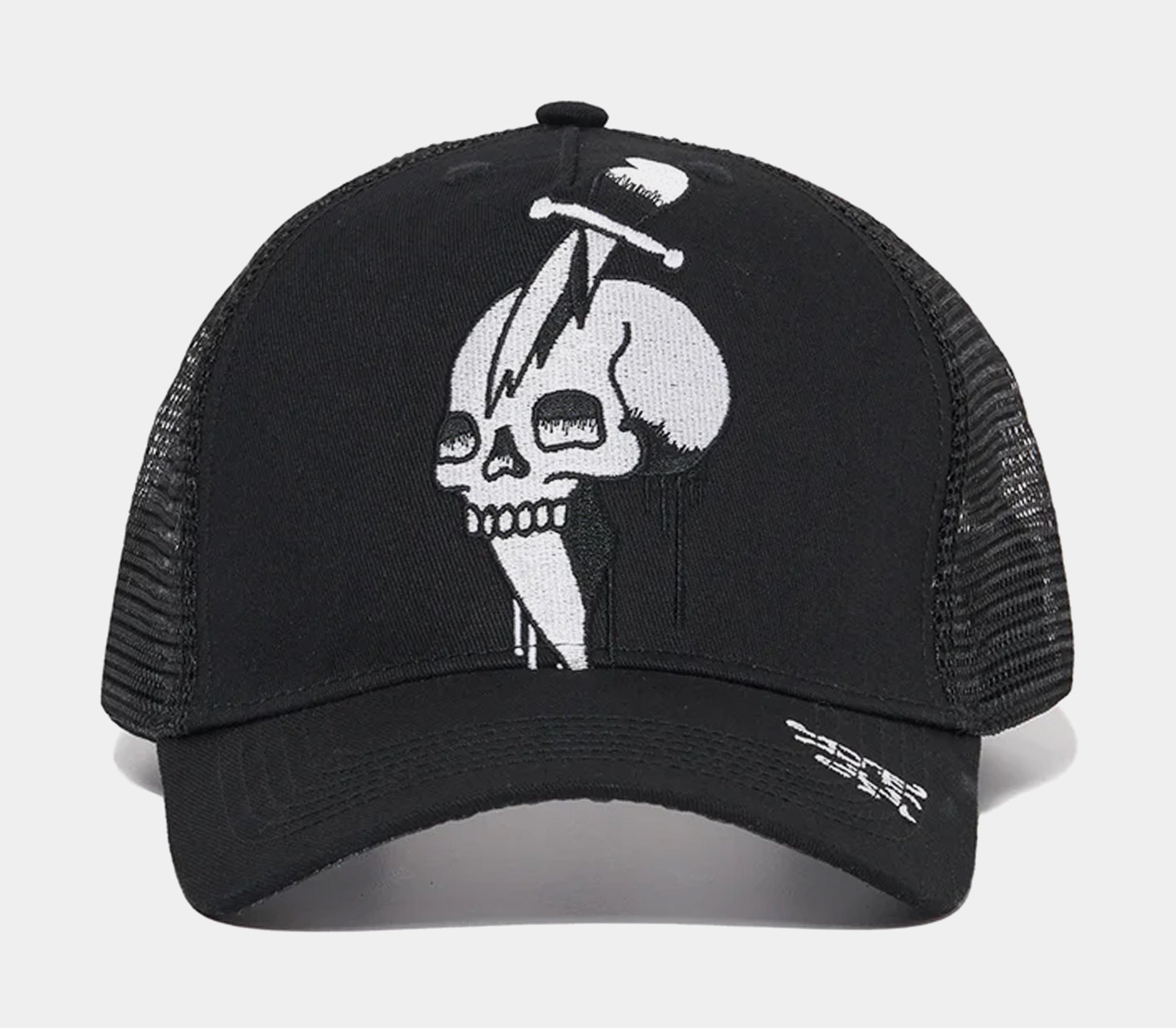 Skull Sword Trucker Mens Hat (Black/White)