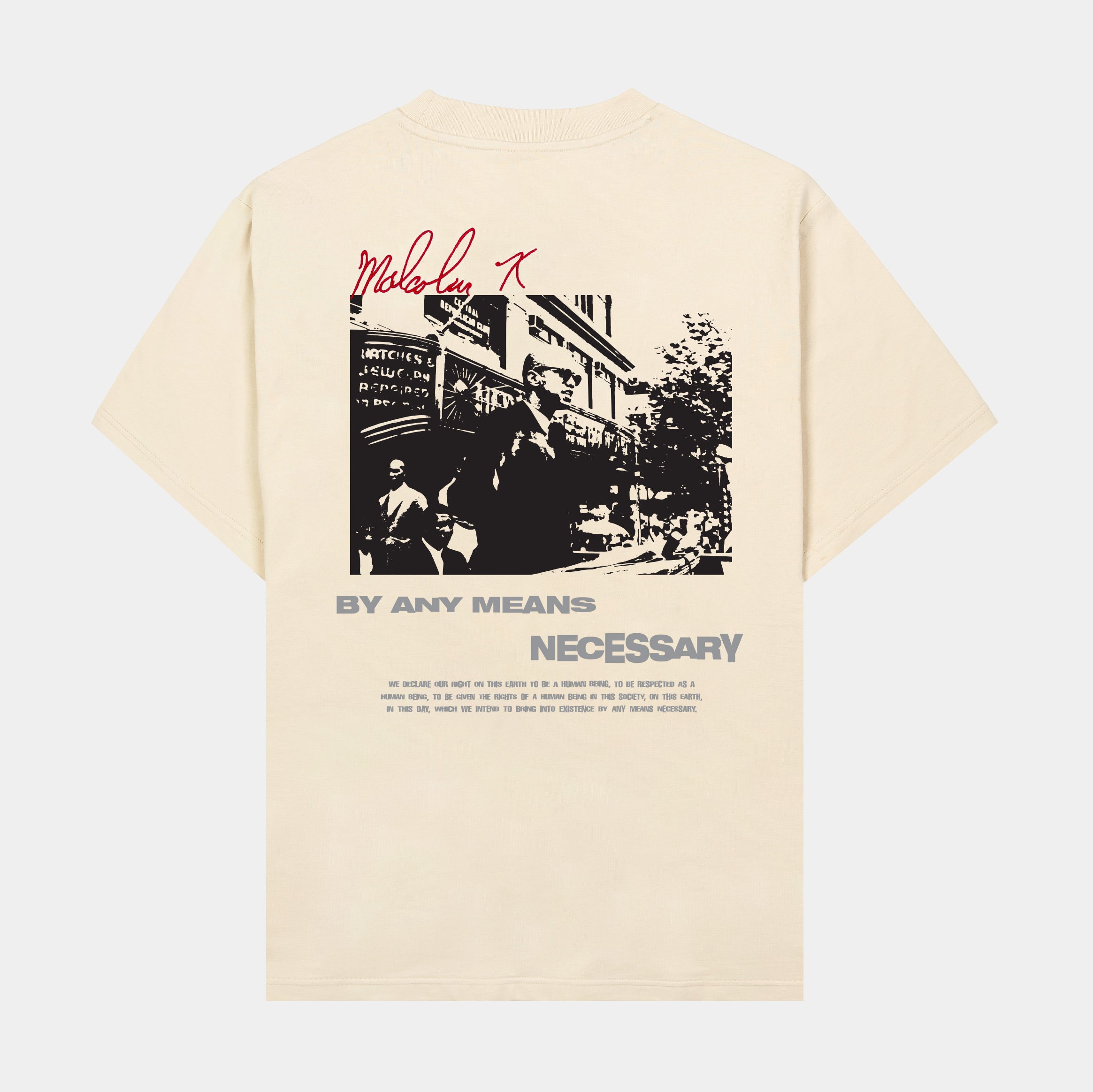 SP x Malcom X Any Means Mens Short Sleeve Shirt (Beige/Red)