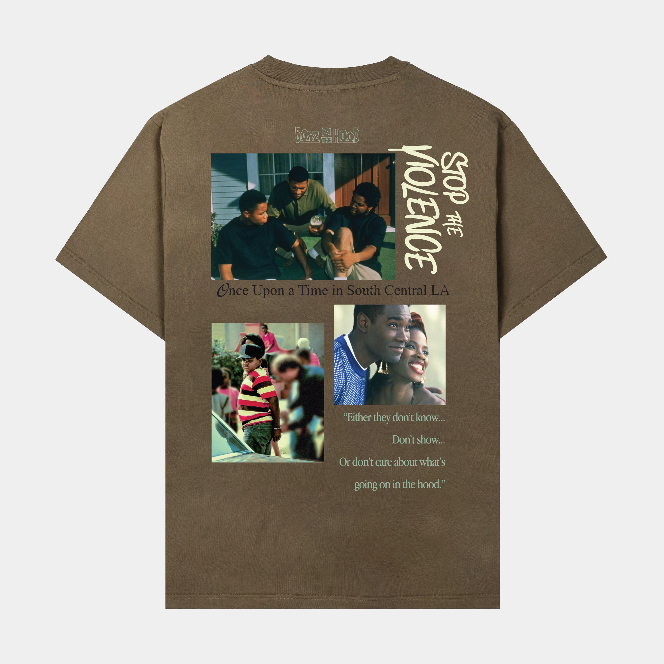SP x Boyz N The Hood Stop The Violence Mens Short Sleeve Shirt (Brown/Sage)