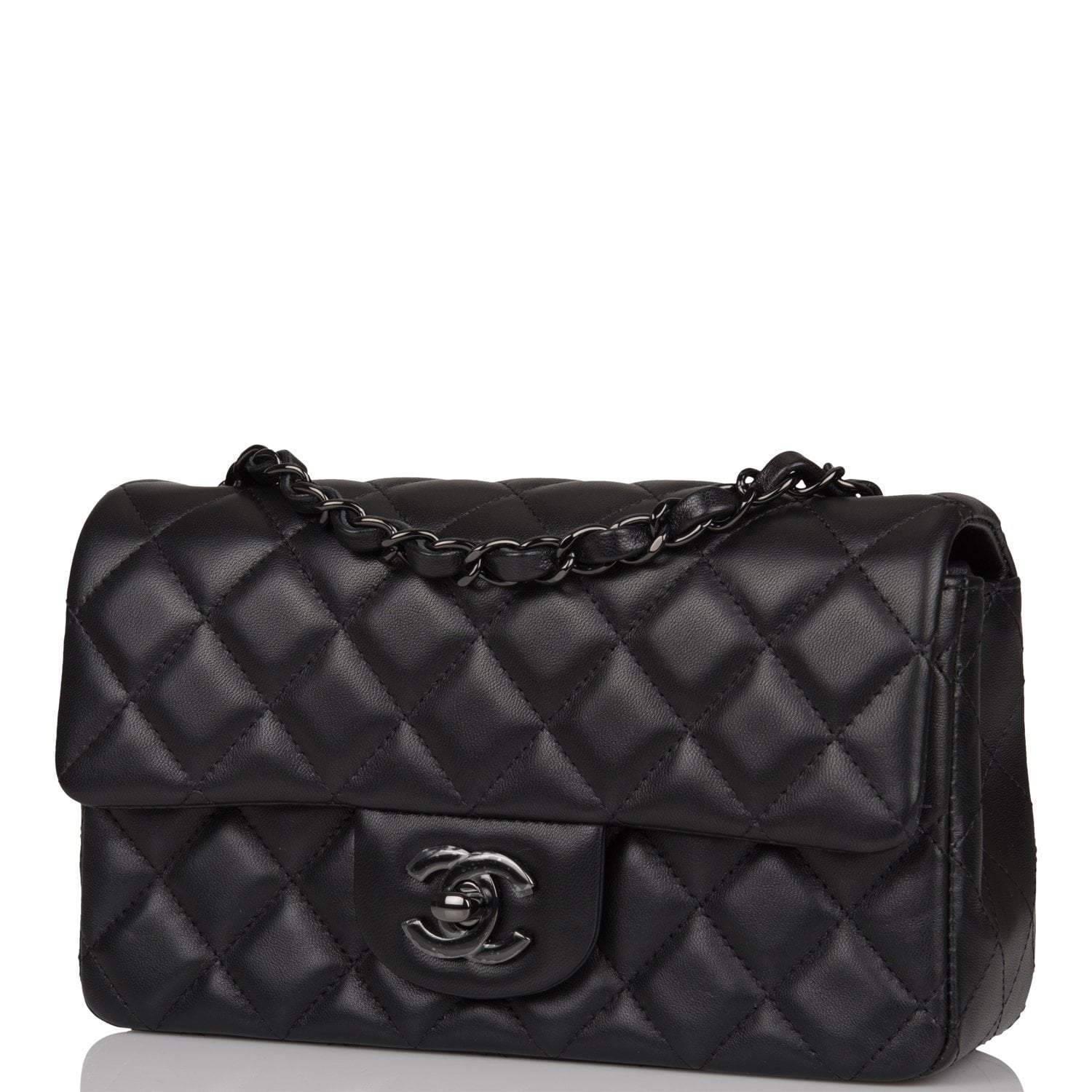 Chanel Mini Rectangular Flap Bag SO Black Lambskin Black Hardware