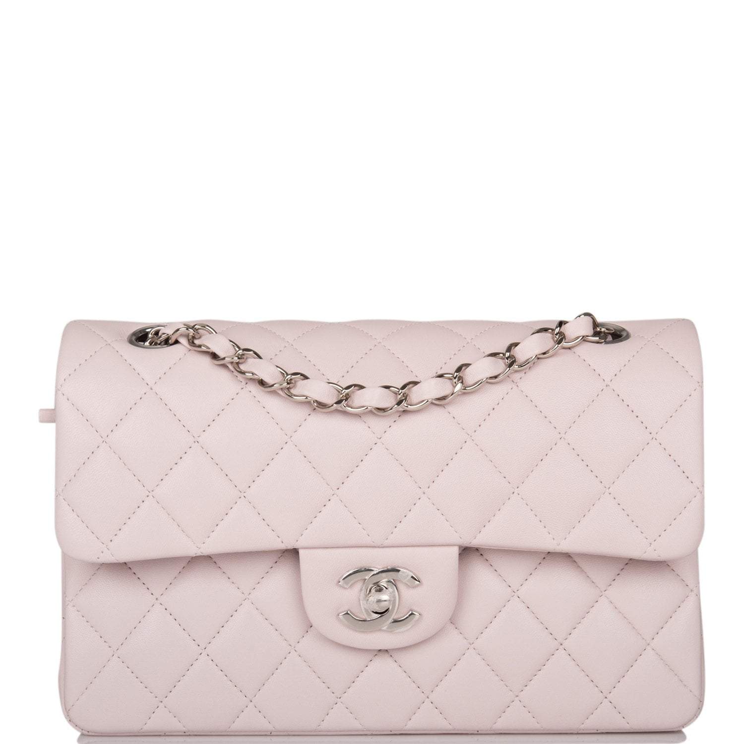 Chanel Light Purple Quilted Lambskin Small Classic Double Flap Bag Silver Hardware
