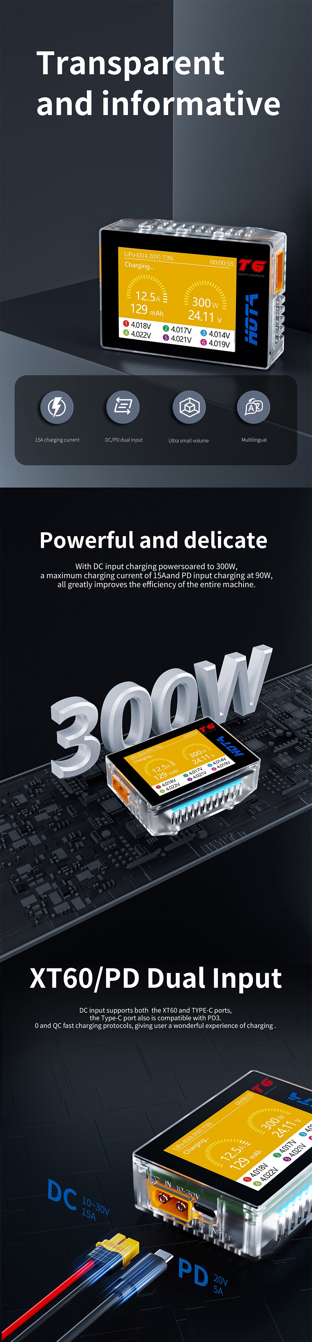 hota t6 1-6s battery charger