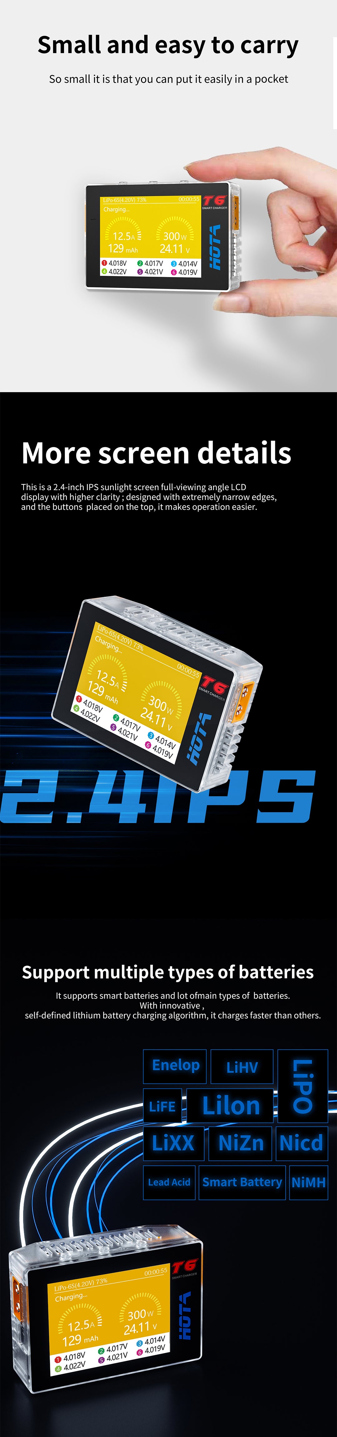hota t6 1-6s battery charger
