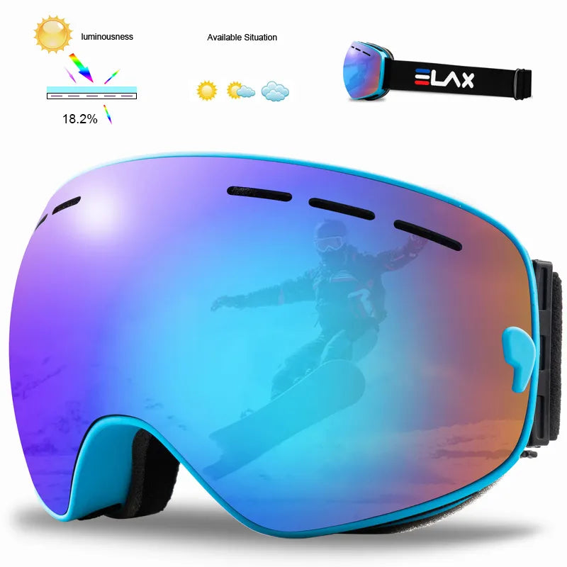 SRline Double Layers Anti-Fog Ski Goggles Snow Snowboard Glasses Snowmobile Eyewear for Skiing