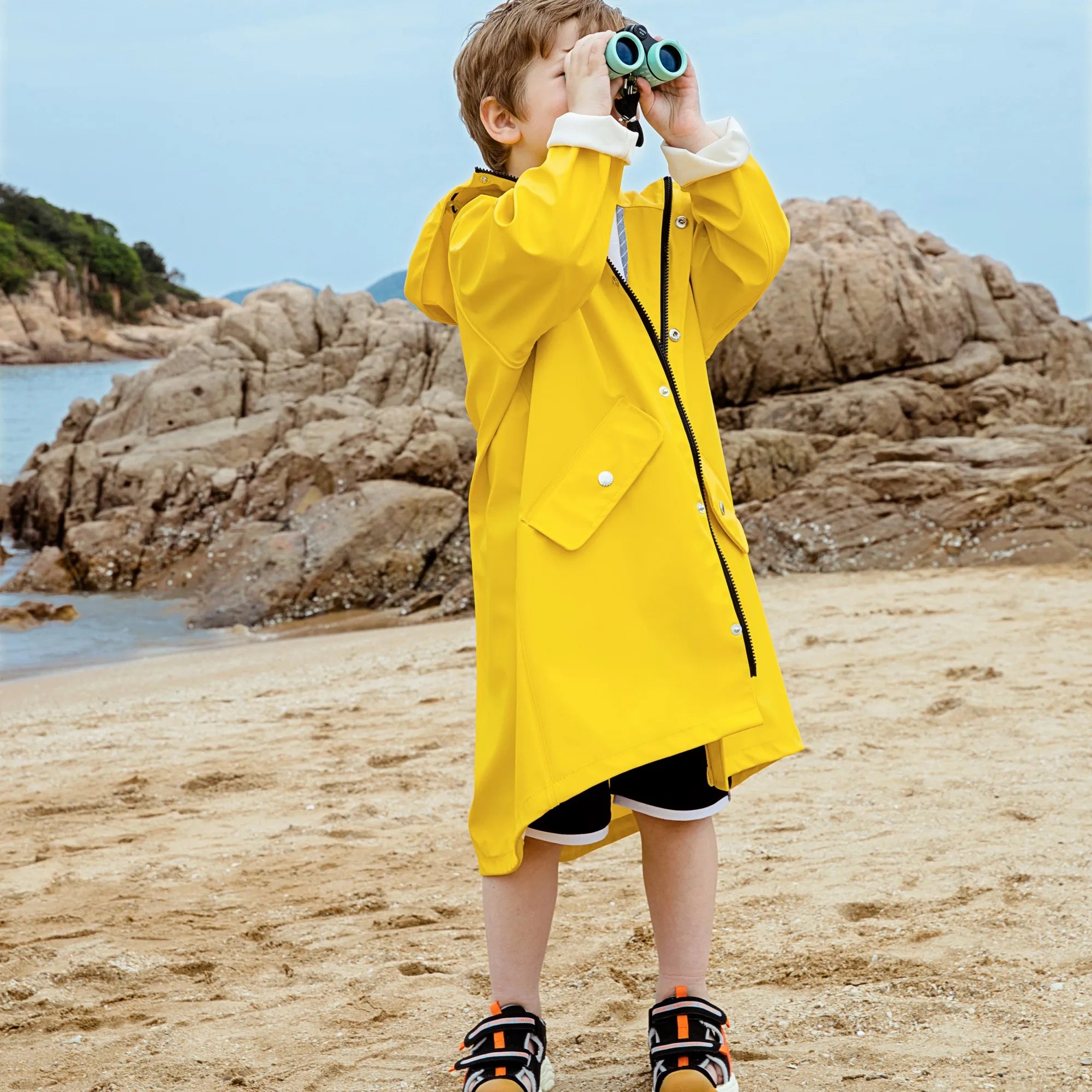 SRline Rainfreem children reusable rain coat poncho pu raincoat for kids raincoat high waterproof