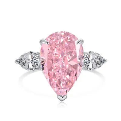 SRline Heart Square Jewellery 925 Sterling Silver Pink Barbie Ring set