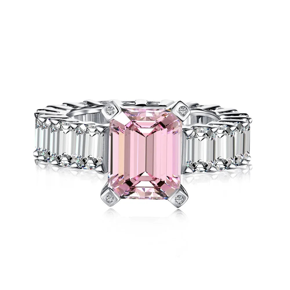 SRline Heart Square Jewellery 925 Sterling Silver Pink Barbie Ring set