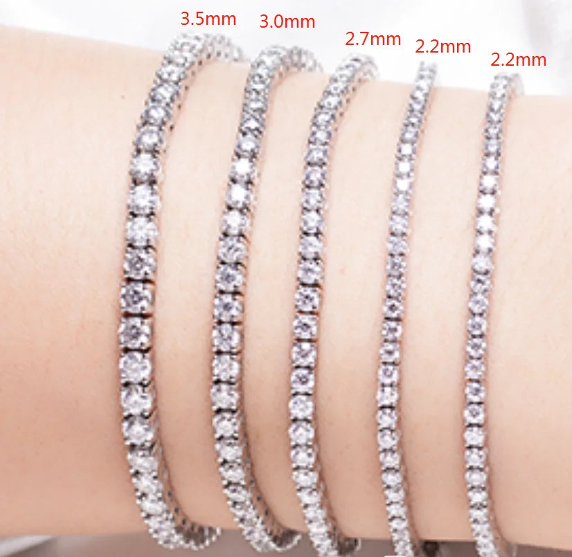 SRline Iced Out Tennis Chain 9k 10k 14k 18k Gold 925 Sterling Silver Moissanite Tennis Bracelet