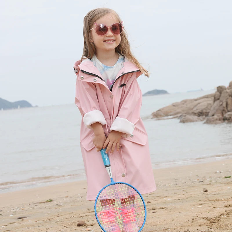 SRline Rainfreem children reusable rain coat poncho pu raincoat for kids raincoat high waterproof