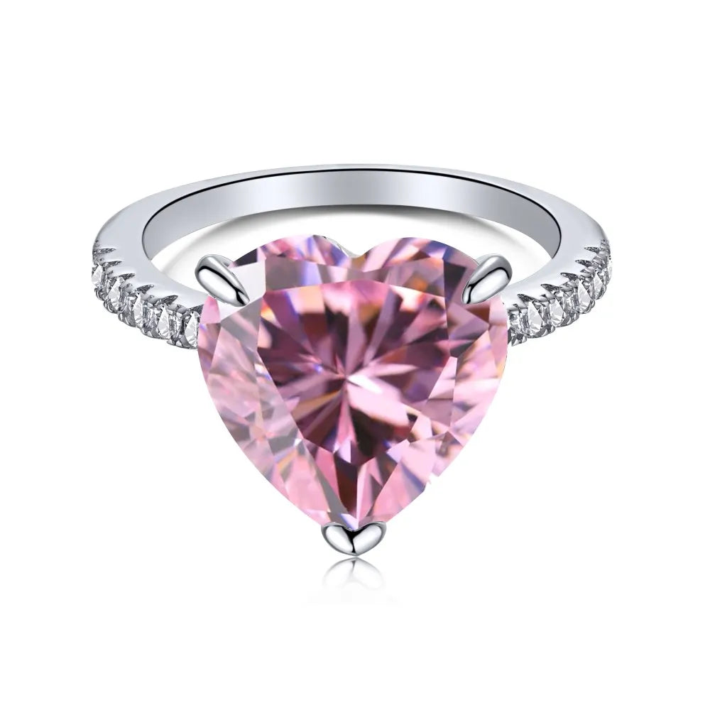 SRline Heart Square Jewellery 925 Sterling Silver Pink Barbie Ring set