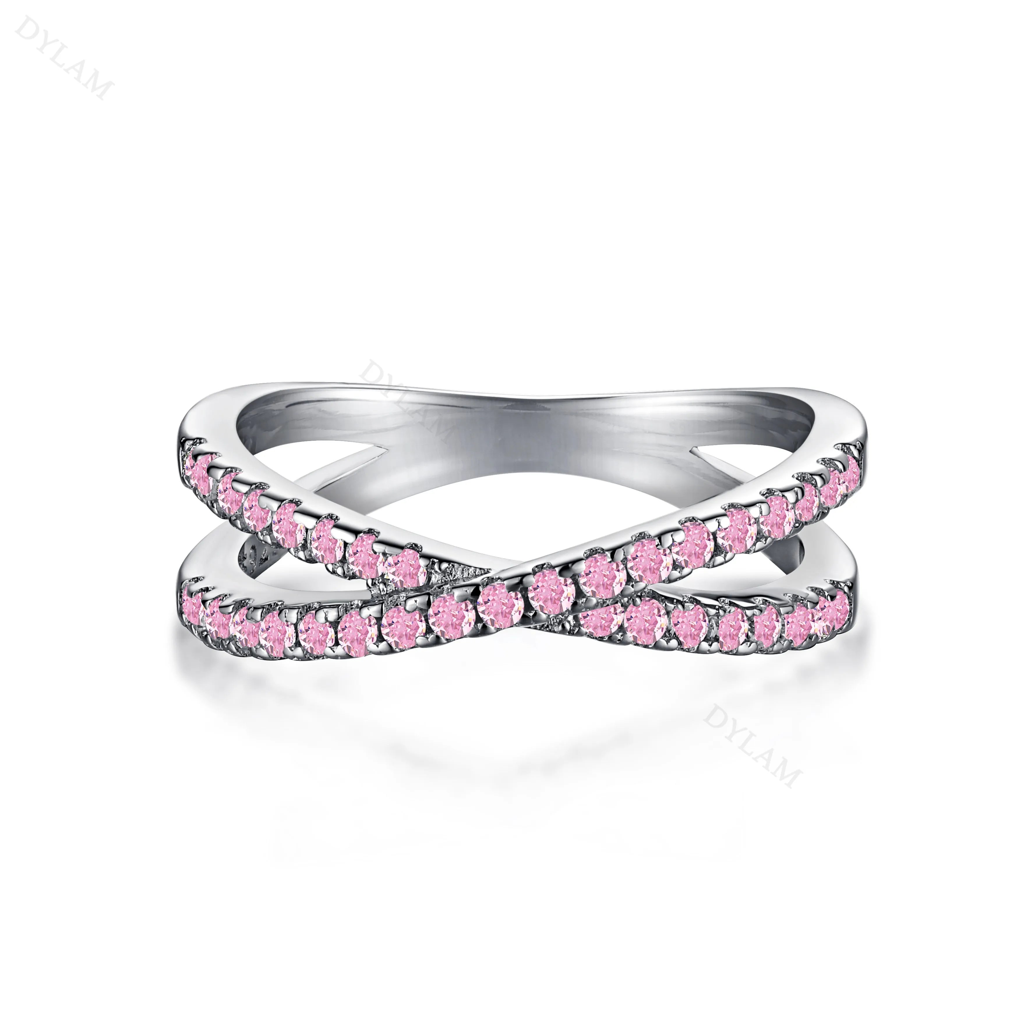 SRline Heart Square Jewellery 925 Sterling Silver Pink Barbie Ring set