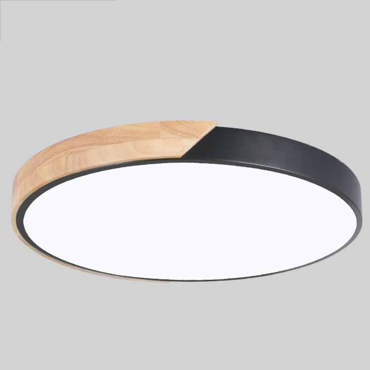 Wood Macaron LED Round Ceiling Lamp, White Light, Size:60cm(Black)