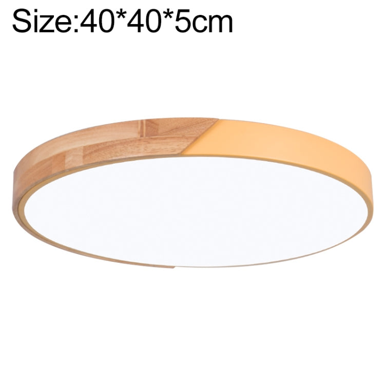 Wood Macaron LED Round Ceiling Lamp, 3-Colors Light, Size:40cm(Yellow)