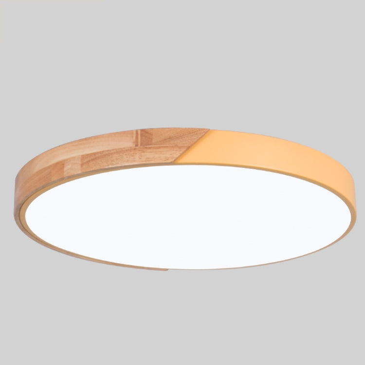 Wood Macaron LED Round Ceiling Lamp, 3-Colors Light, Size:40cm(Yellow)