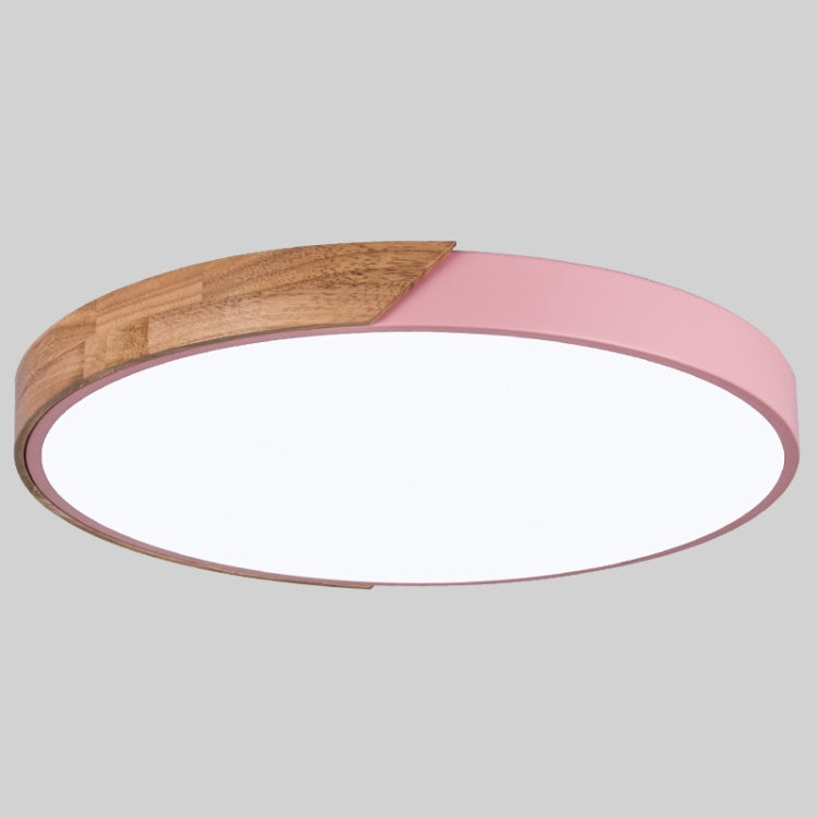 Wood Macaron LED Round Ceiling Lamp, Stepless Dimming, Size:60cm(Pink)