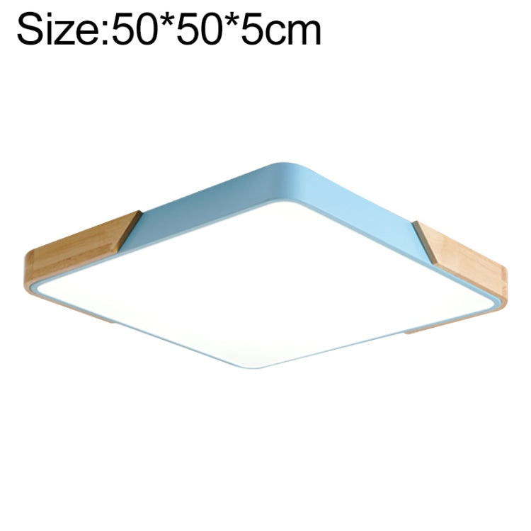 Wood Macaron LED Square Ceiling Lamp, White Light, Size:50cm(Blue)