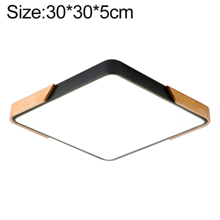 Wood Macaron LED Square Ceiling Lamp, 3-Colors Light, Size:30cm(Black)