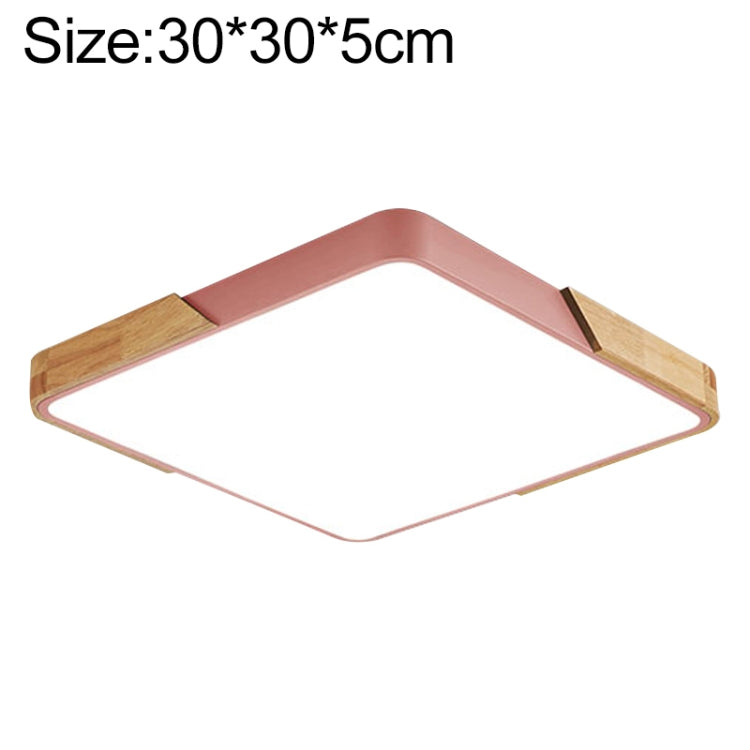 Wood Macaron LED Square Ceiling Lamp, 3-Colors Light, Size:30cm(Pink)