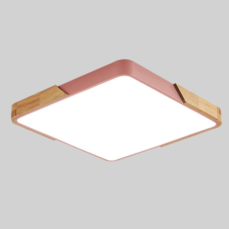 Wood Macaron LED Square Ceiling Lamp, 3-Colors Light, Size:30cm(Pink)