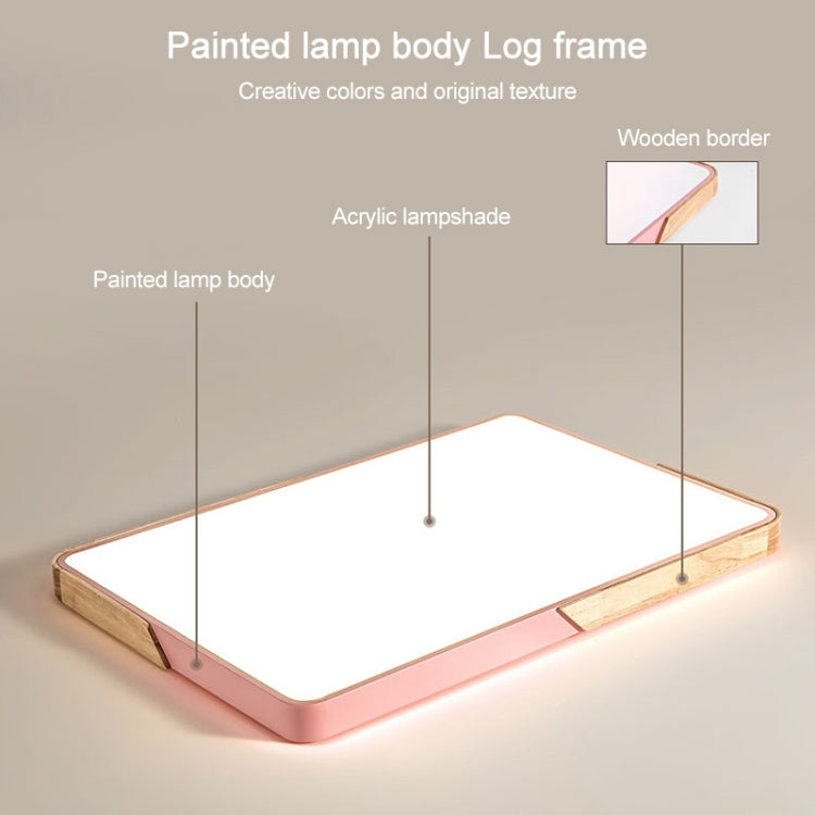 Wood Macaron LED Square Ceiling Lamp, 3-Colors Light, Size:30cm(Pink)