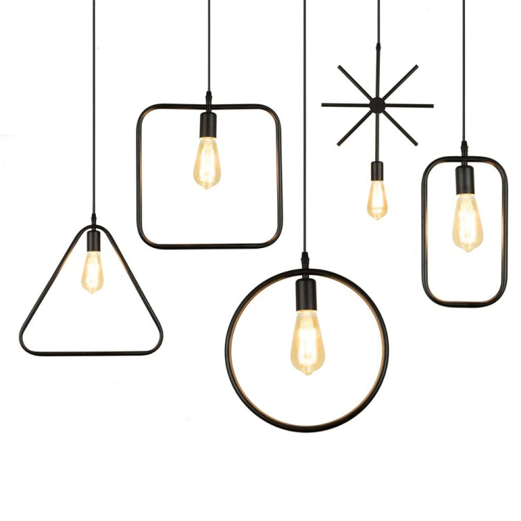 Simple and Creative Wrought Iron Geometric Chandelier Bar Exhibition Hall Clothing Store Restaurant Hotel Decorative Light without Light Bulb(Rectangle)