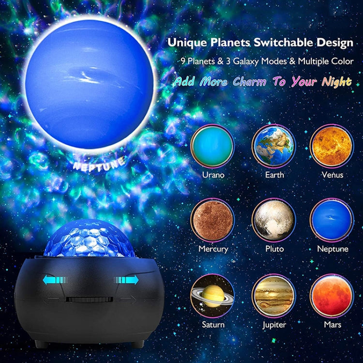DQ-M3 LED Rotating Starry Sky Light Bluetooth Music Planets Ocean Projector Support TF Card,Style: USB Powered(Black)