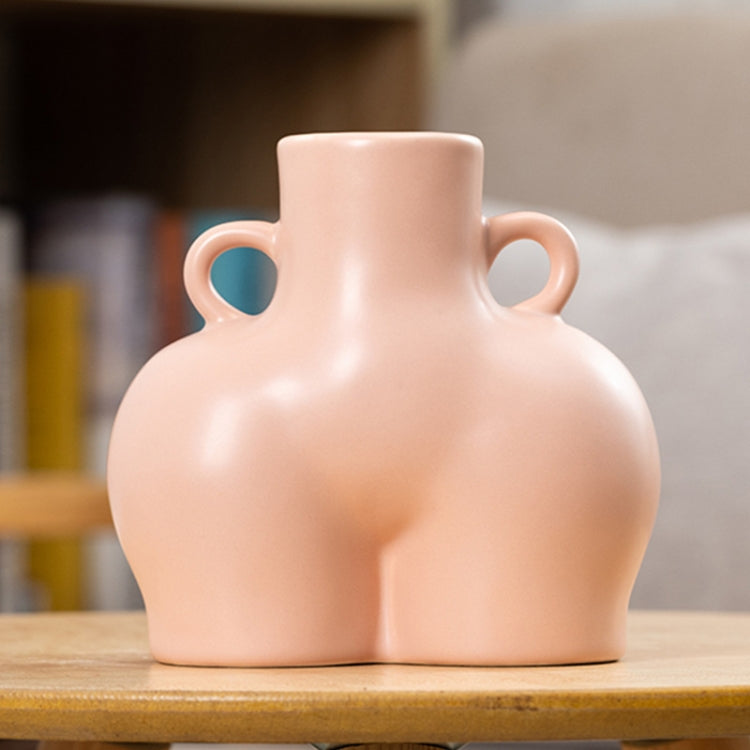 XQY-01 Home Ceramic Vase Decoration Crafts Ornaments Simulation Body Art Dried Flower Vase,Size: Large (Matte Pink)