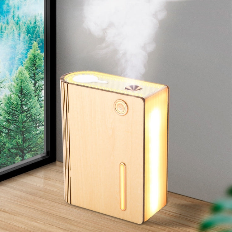 EH2 Li-battery Power Wood-grain Desktop Book Shape Lamp with Humidifier(Black Walnut)