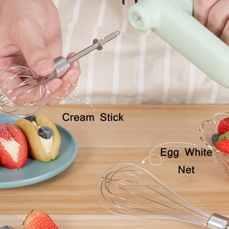 Wireless Handheld Electric Egg Beater Cake Mixer, Specification: Double Rod (Green Onion)