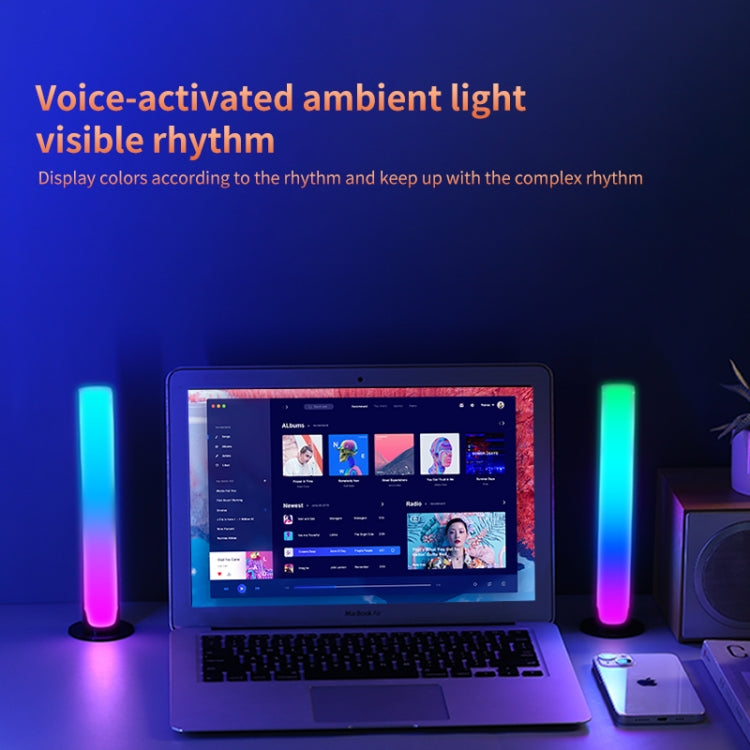 RGB Sound-controlled Rhythmic Response Lights Music Ambient LED Pick-up Lights Plug-in(Upgrade Black)