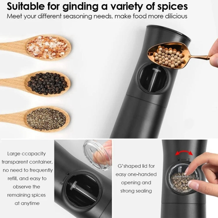 Gravity Induction Electric Salt And Pepper Grinder  Adjustable Coarseness with LED Light(Silver)