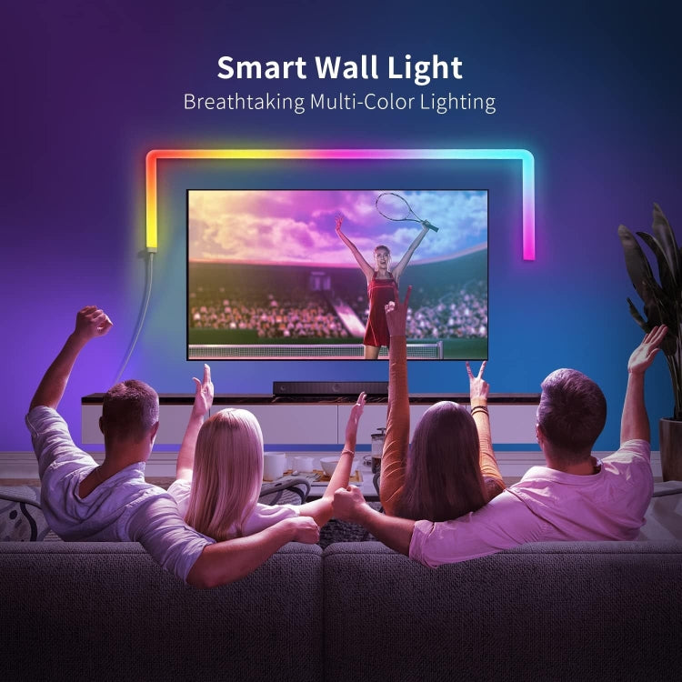 4pcs+3 Corners Bluetooth 12V RGBIC Splicing Wall Light Intelligent Remote Control Indoor Decorative Ambient Lights(UK Plug)