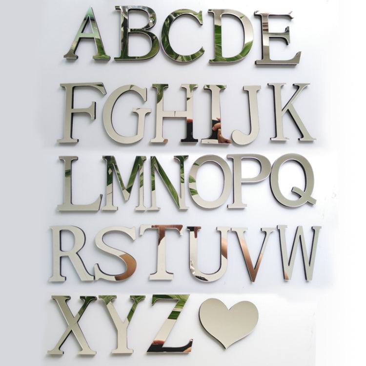 2 PCS Home Decoration Creative Personality English Letters Acrylic Mirror 3D DIY Wall Stickers(R)