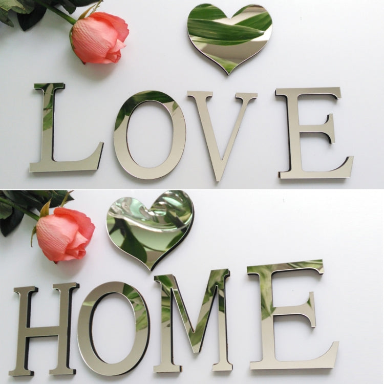 2 PCS Home Decoration Creative Personality English Letters Acrylic Mirror 3D DIY Wall Stickers(R)