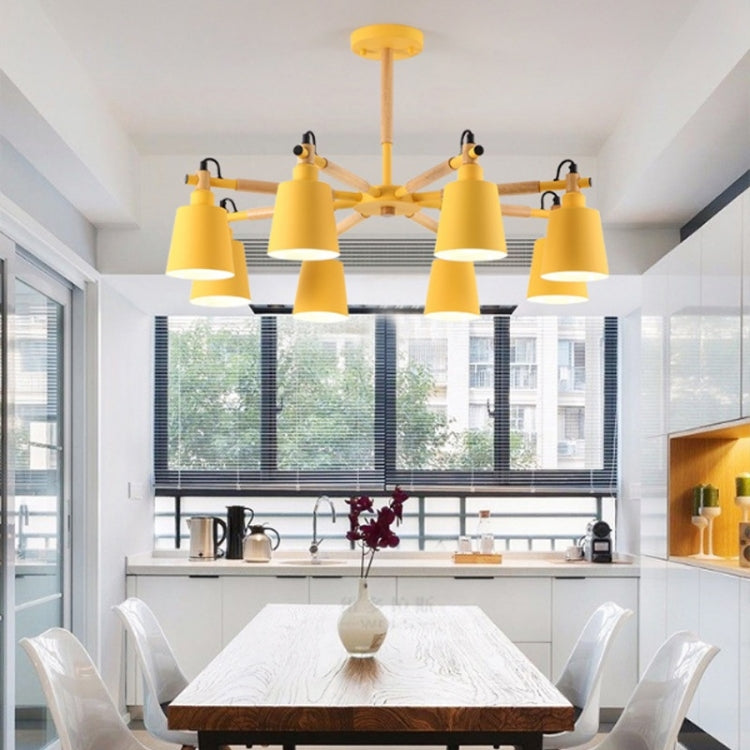 Living Room Super Bright Simple Modern Atmosphere Home Restaurant Bedroom Lamp Macaron Ceiling Lamp, 8 Heads (Yellow)