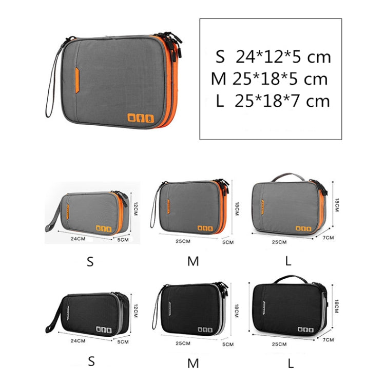 Multi-functional Headphone Charger Data Cable Storage Bag Portable Power Pack, Size: L, 25 x 18 x 7cm (Grey)