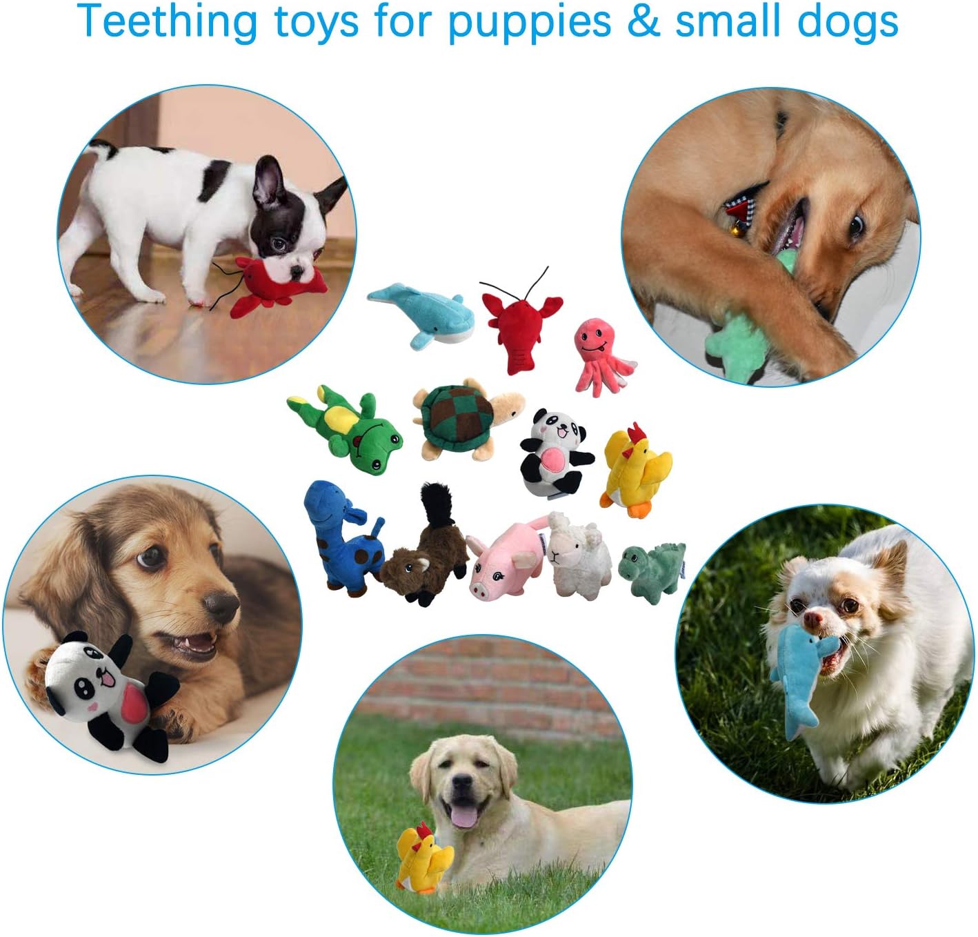 12-Pack Soft Stuffed Puppy Chew Toys