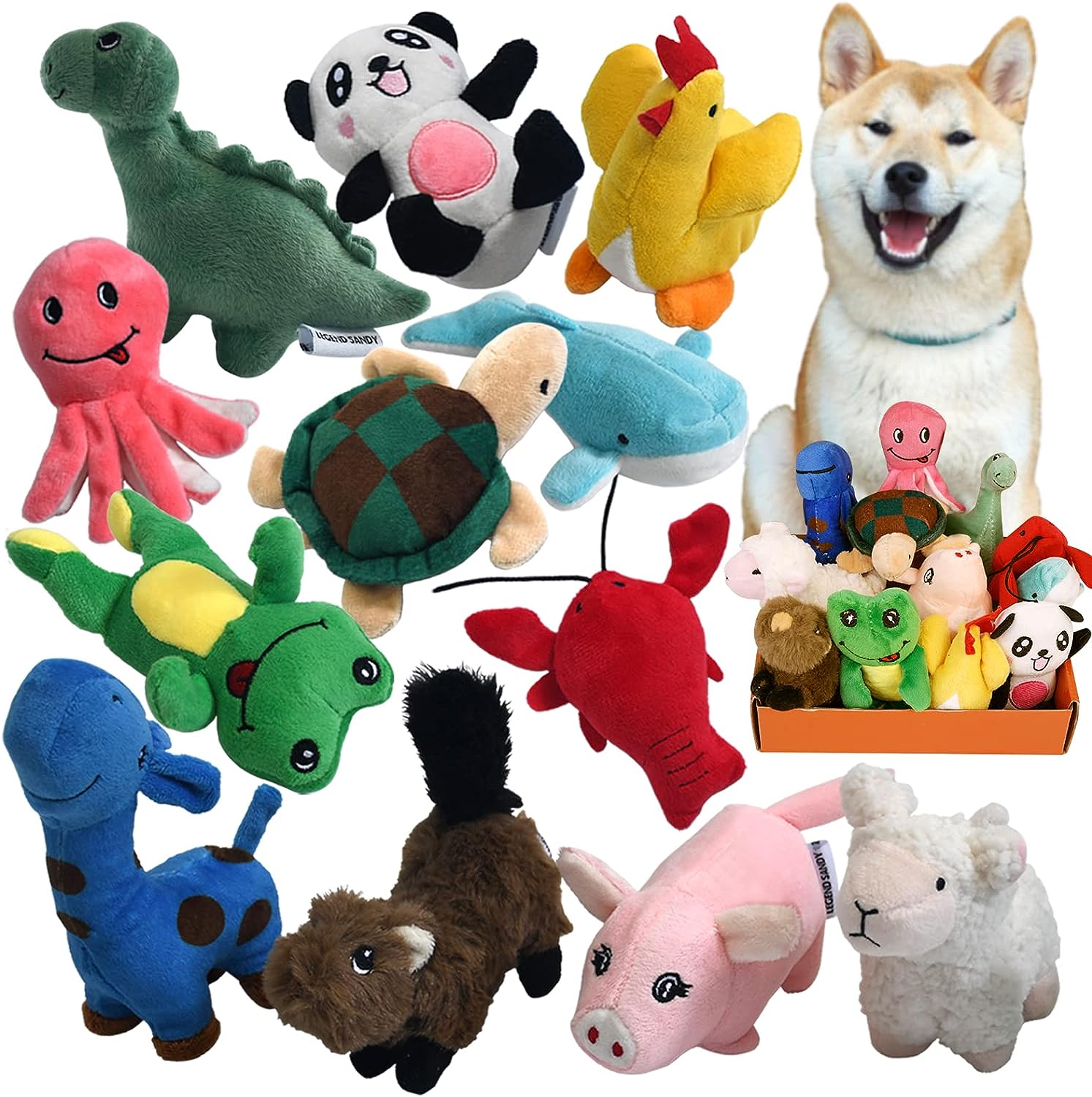 12-Pack Soft Stuffed Puppy Chew Toys