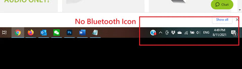 No Bluetooth icon will appear when using Bluetooth USB audio adapter