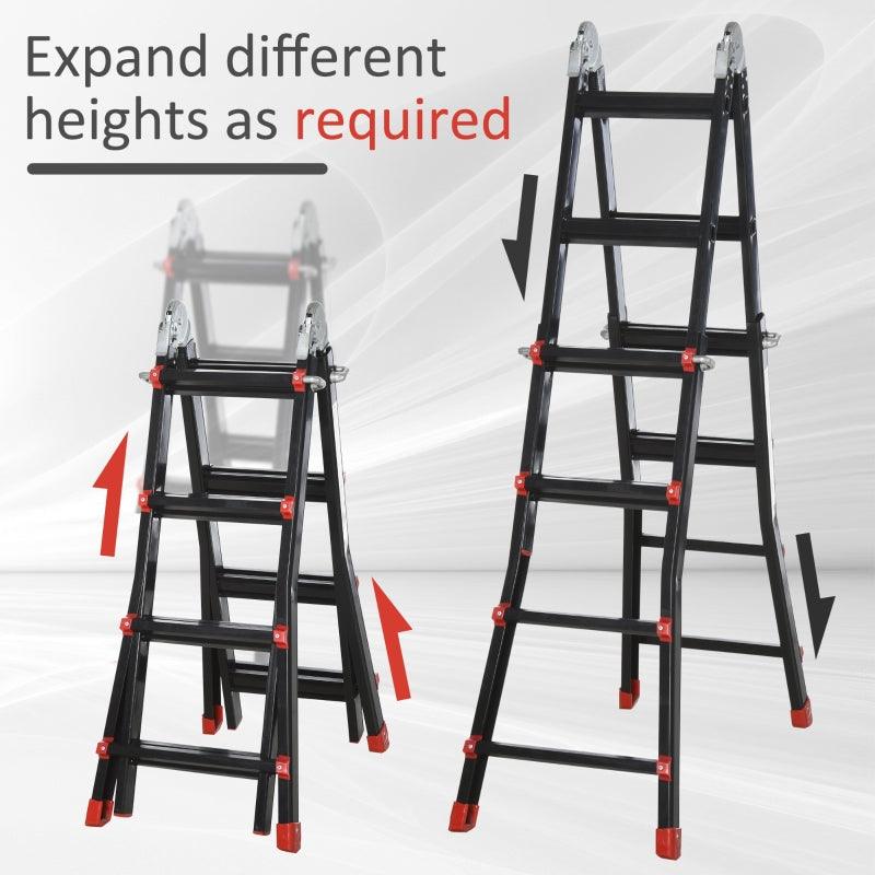 13FT Aluminum Telescoping Ladder Folding Telescopic Ladder with Adjustable Height