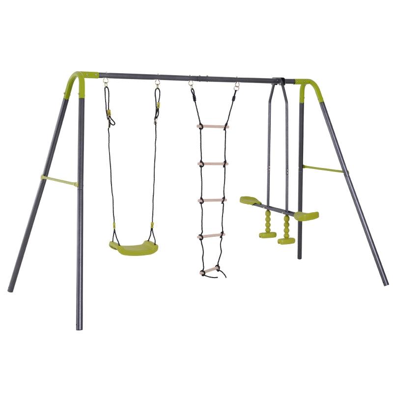 3 in 1 Kids Swing Set, Double Face to Face Swing Chair & Glider Set