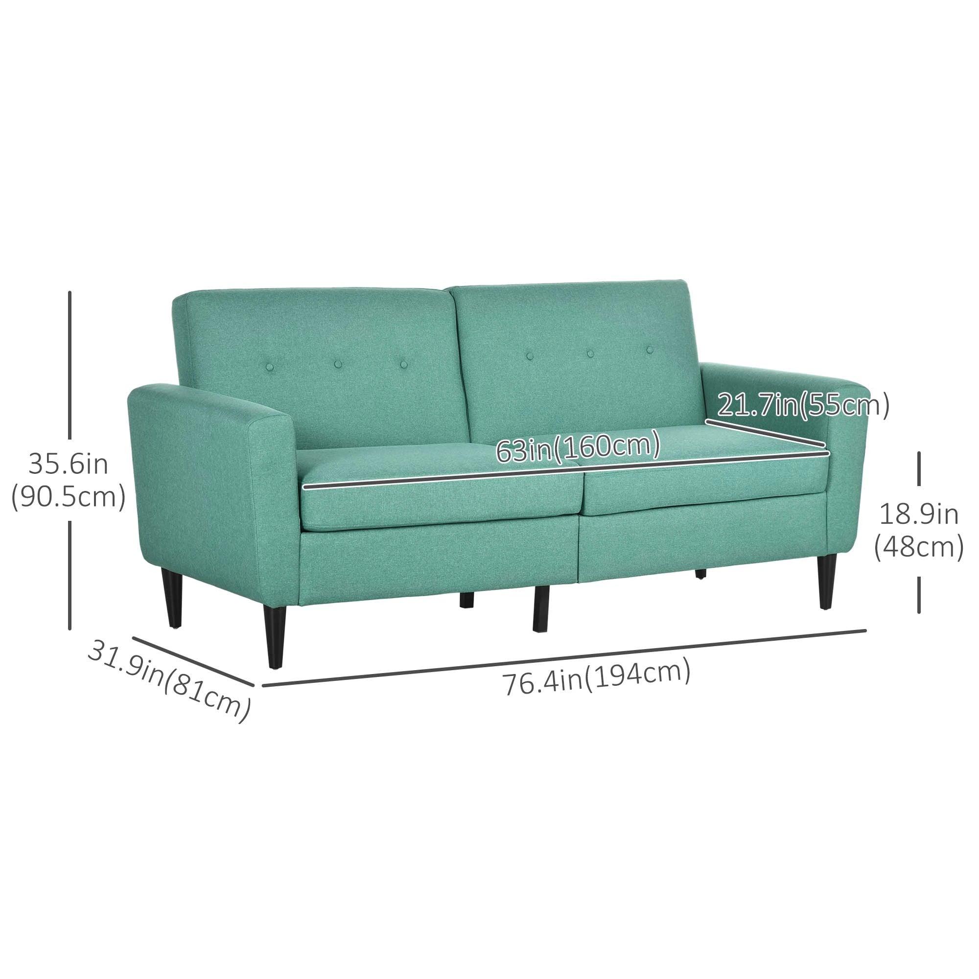 3 Seater Sofa, Upholstered Couch for Bedroom, Modern Sofa Settee with Padded Cushion