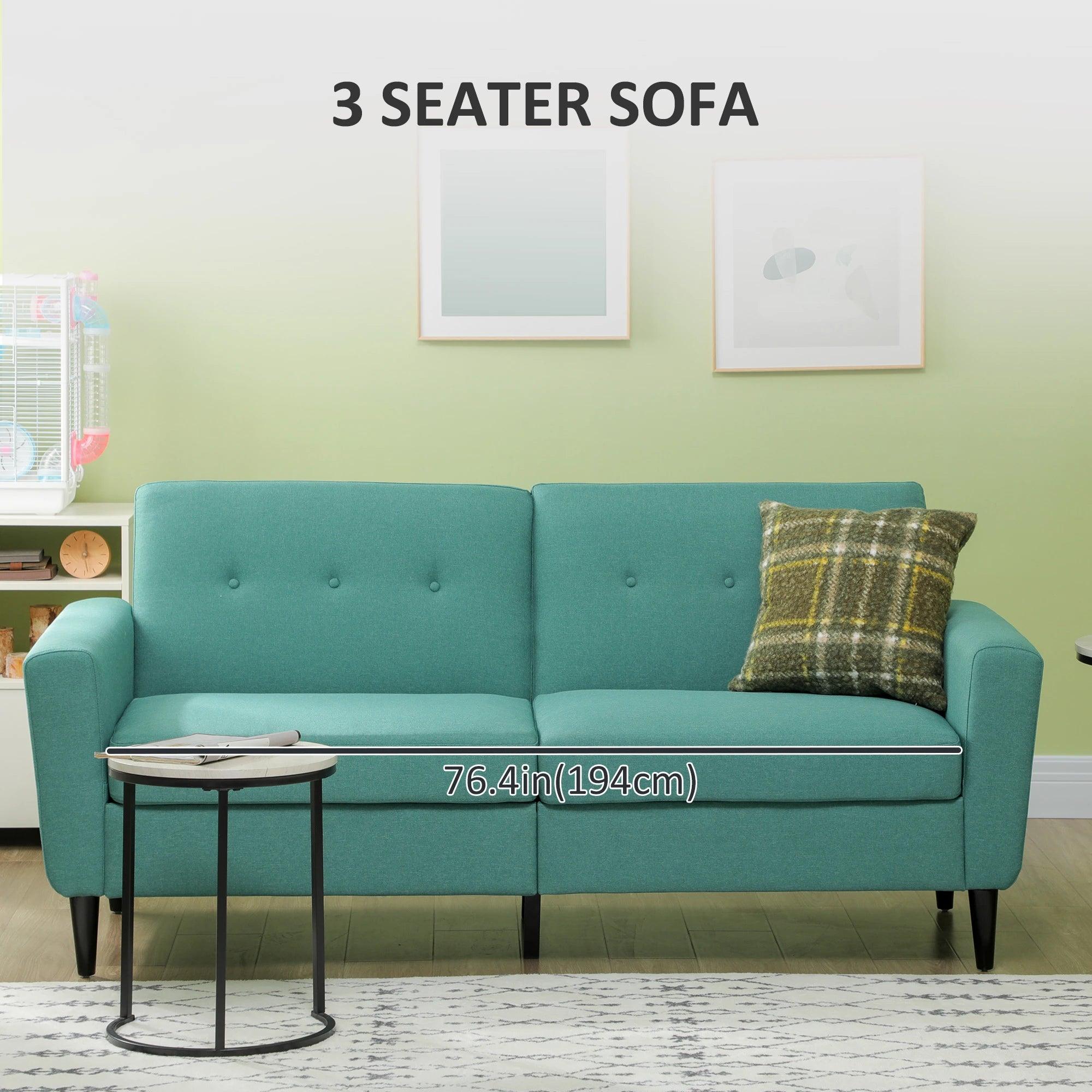 3 Seater Sofa, Upholstered Couch for Bedroom, Modern Sofa Settee with Padded Cushion