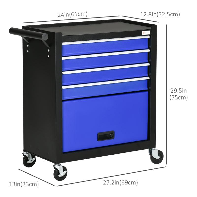 4-Drawer Tool Chest with 4 Wheels, Rolling Tool Box and Storage Cabinet, Portable Tool Organizer for Garage