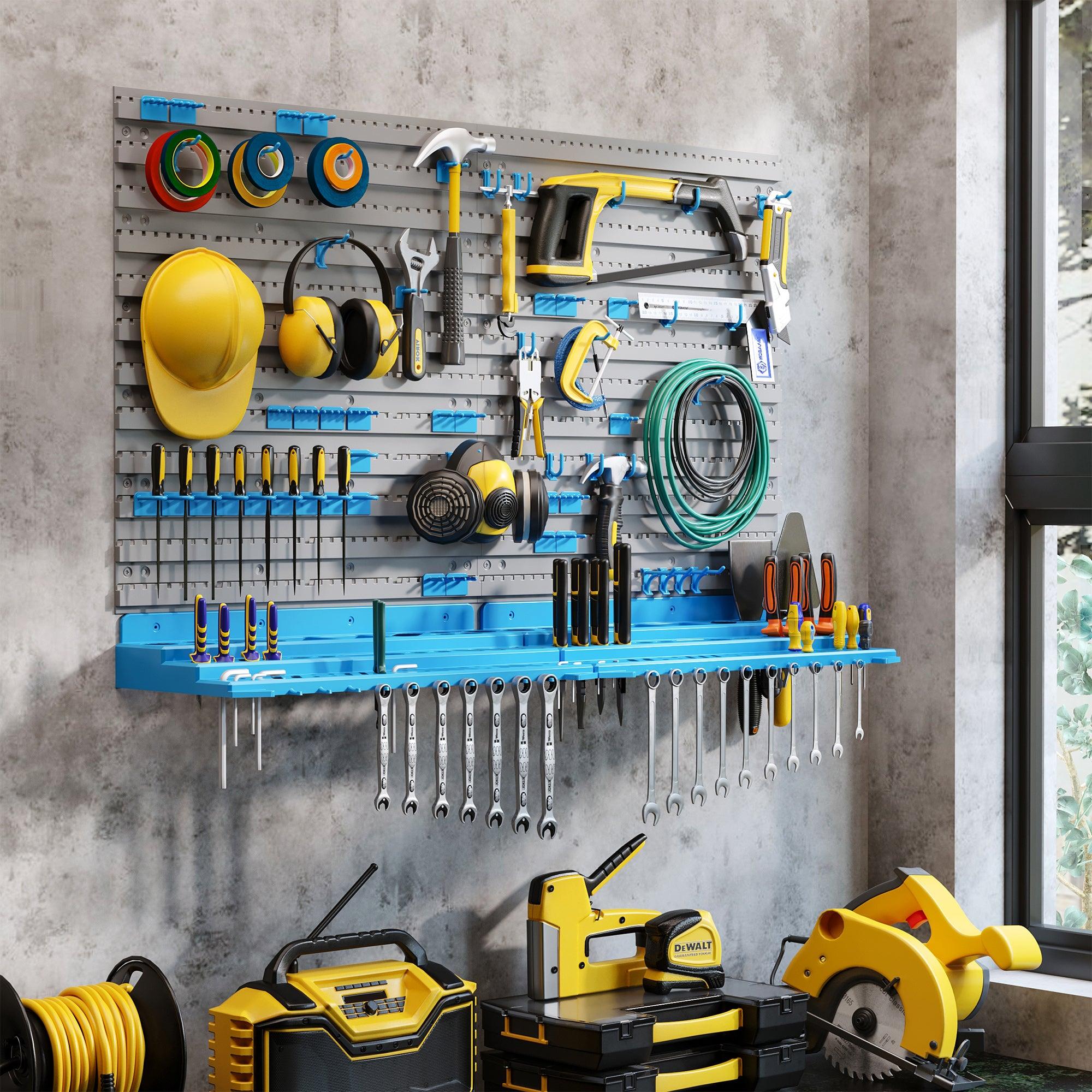 54 Piece Pegboard and Shelf Tool Organizer Wall Mounted DIY Garage Storage with 50 Hooks