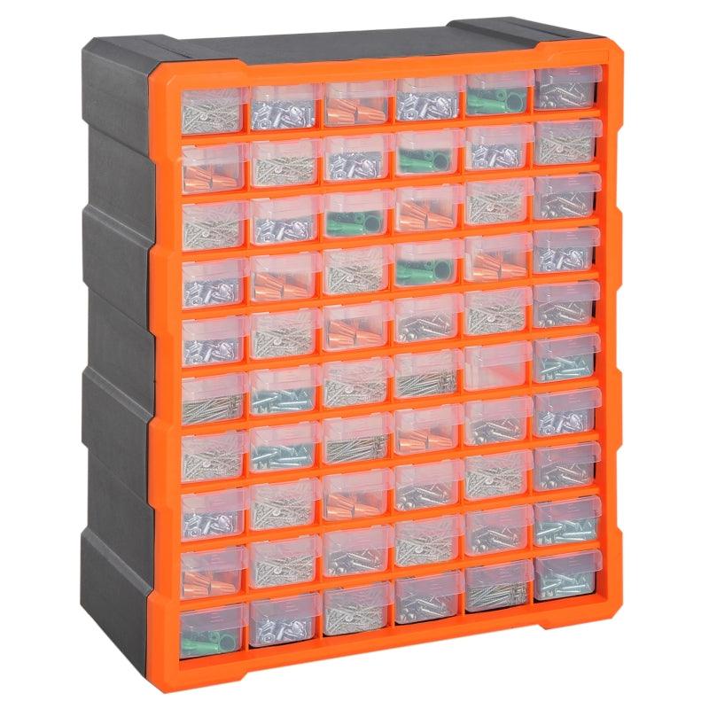 60 Drawers Parts Organizer Desktop or Wall Mount Storage Cabinet Container for Hardware, Parts, Crafts, Beads, or Tools, Orange