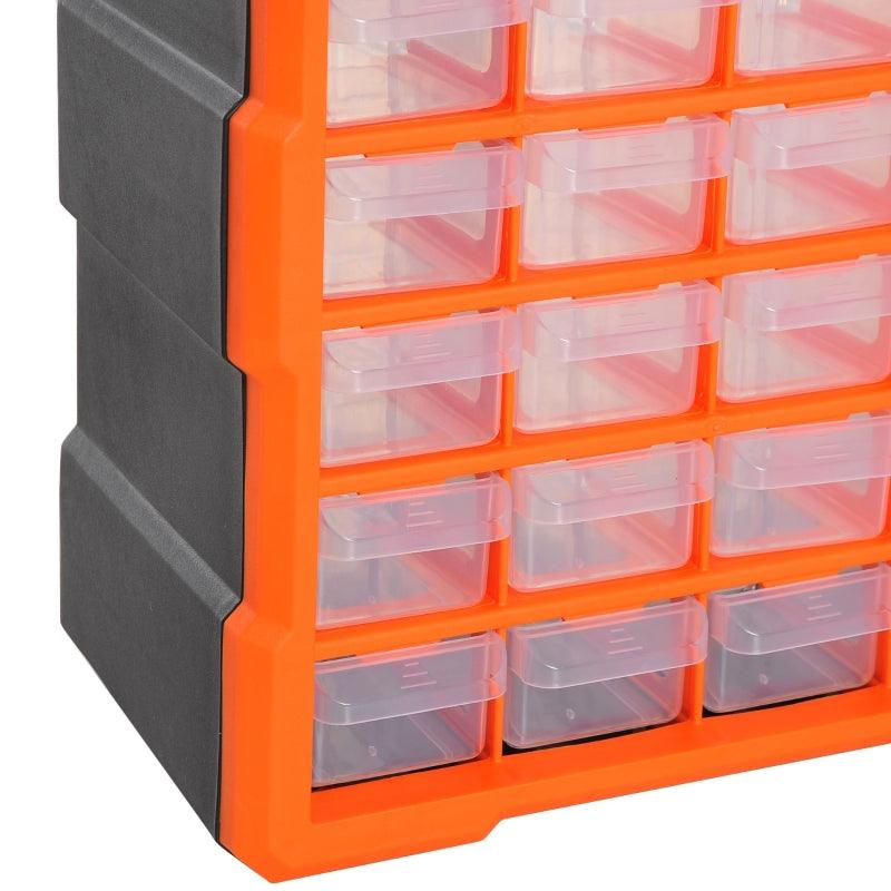 60 Drawers Parts Organizer Desktop or Wall Mount Storage Cabinet Container for Hardware, Parts, Crafts, Beads, or Tools, Orange